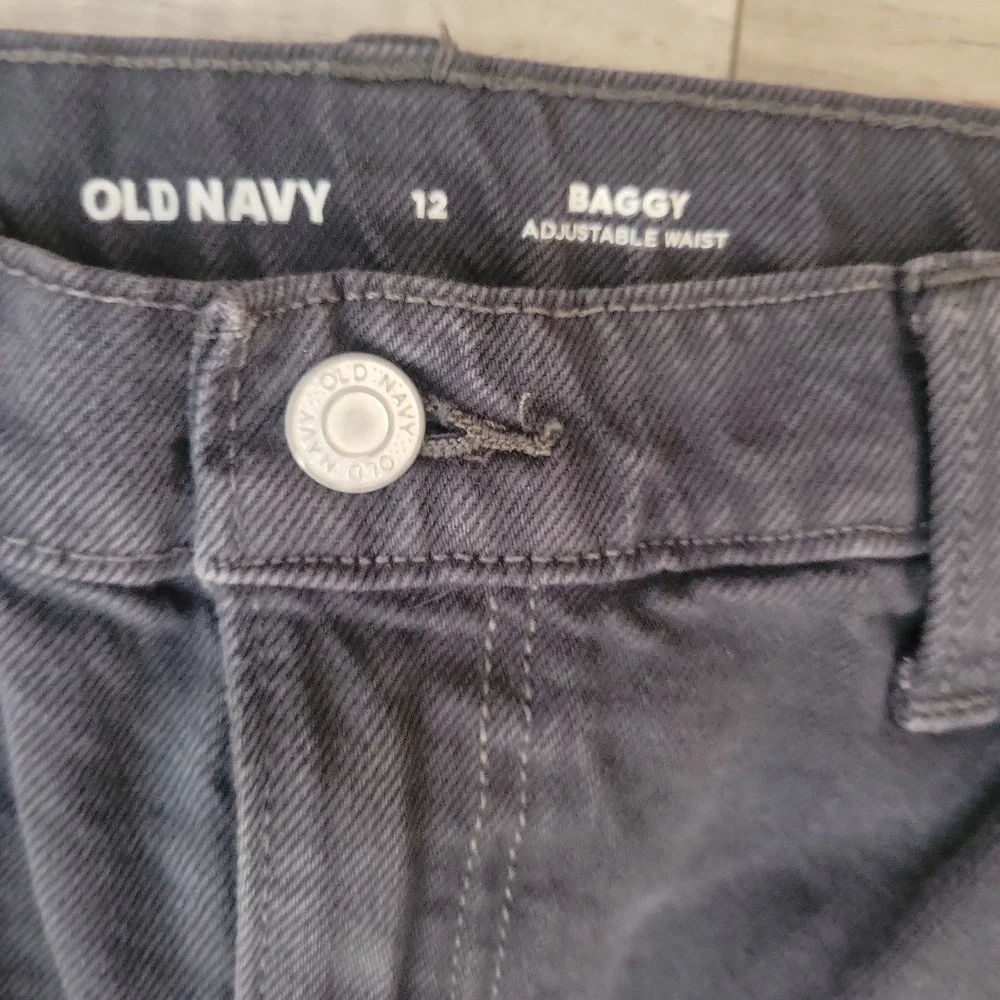 Old Navy Boys Baggy Carpenter Jeans 12 Adjustable Waist Wide Leg Double Knee